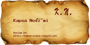 Kapsa Noémi névjegykártya
